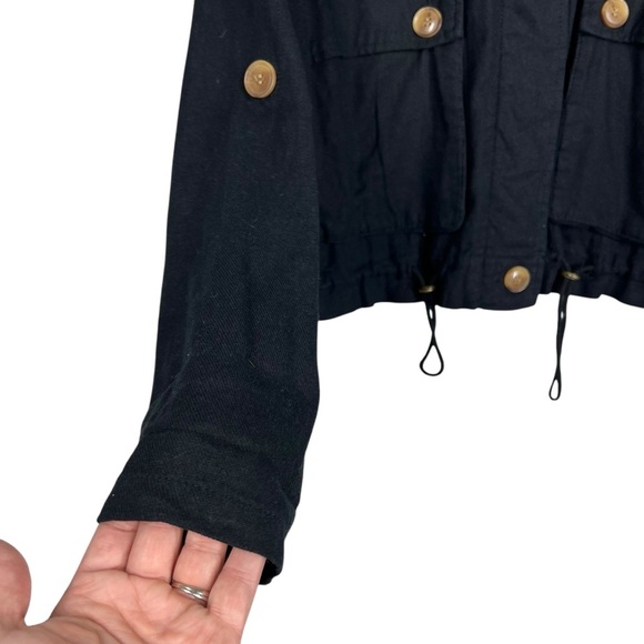 EVERY Black Linen Blend Button Down Slouchy Lightweight Jacket Medium - Picture 3 of 5